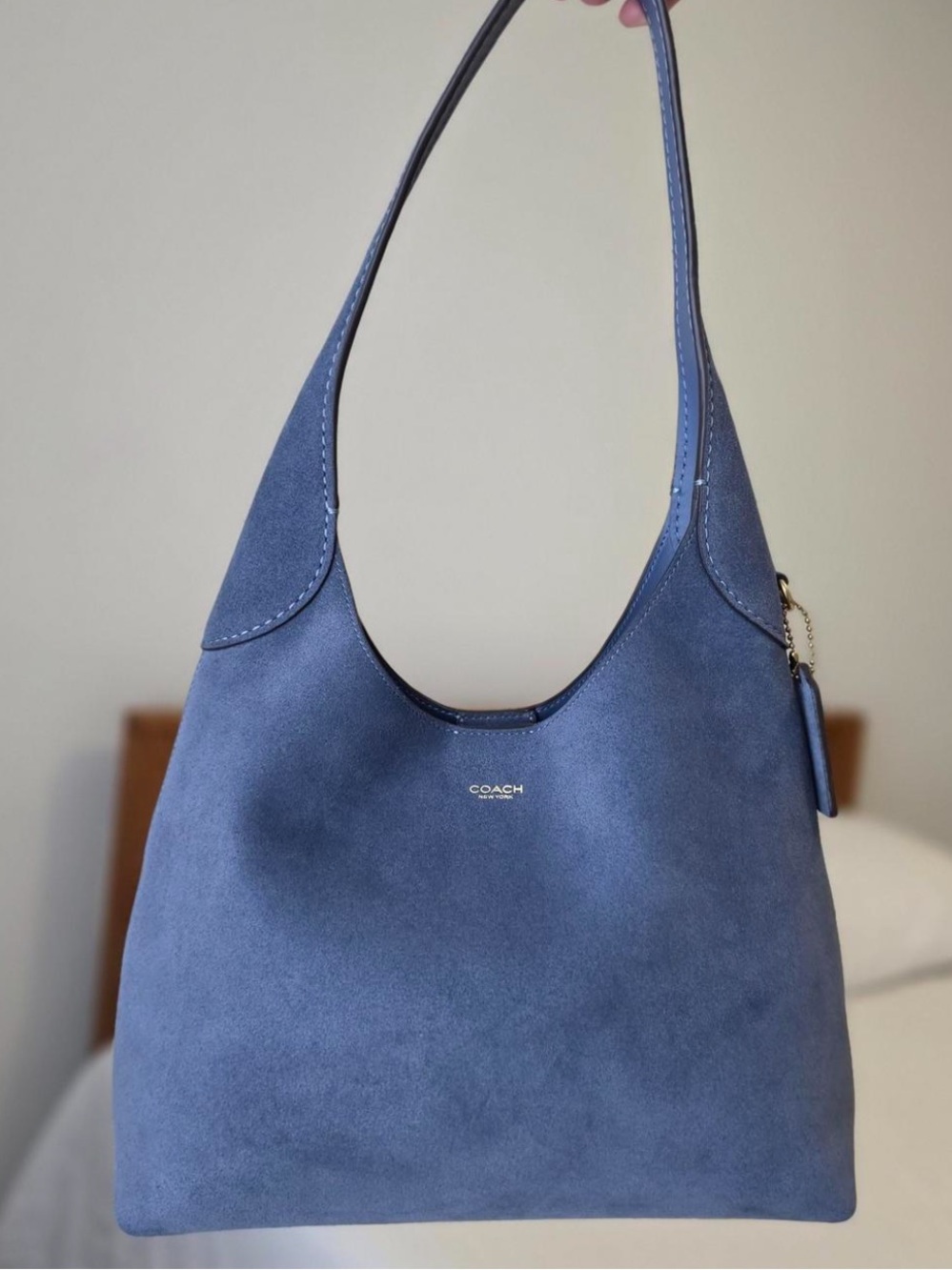 Coach Blue Suede Hobo Shoulder Bag